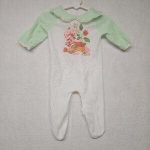 VTG Strawberry Shortcake 1980s Lullaby Land Baby Footie Sleeper PJs Sz M 6-12M
